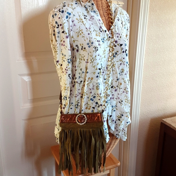 Vintage Erena Lipatova Jeweled Suede Crossbody/Shoulder/Waist Bag - Picture 4 of 8